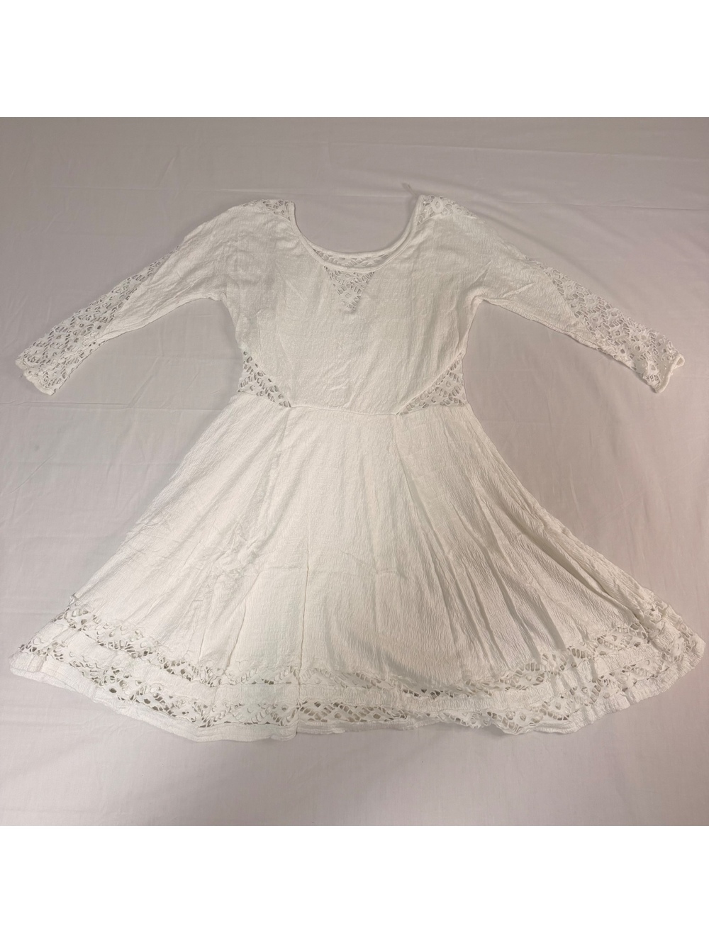 Free People White Lace Trimmed Dress Size M